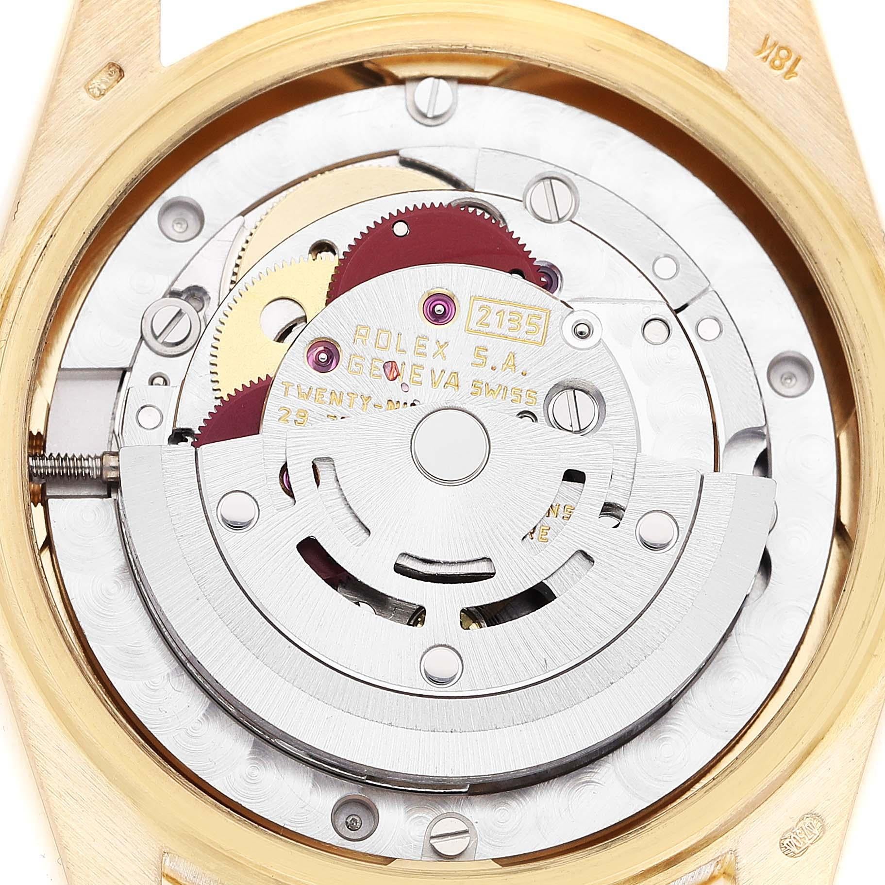 Rolex Montre Datejust President d'anniversaire en or jaune avec cadran en diamant, pour femmes 68158 en vente 4