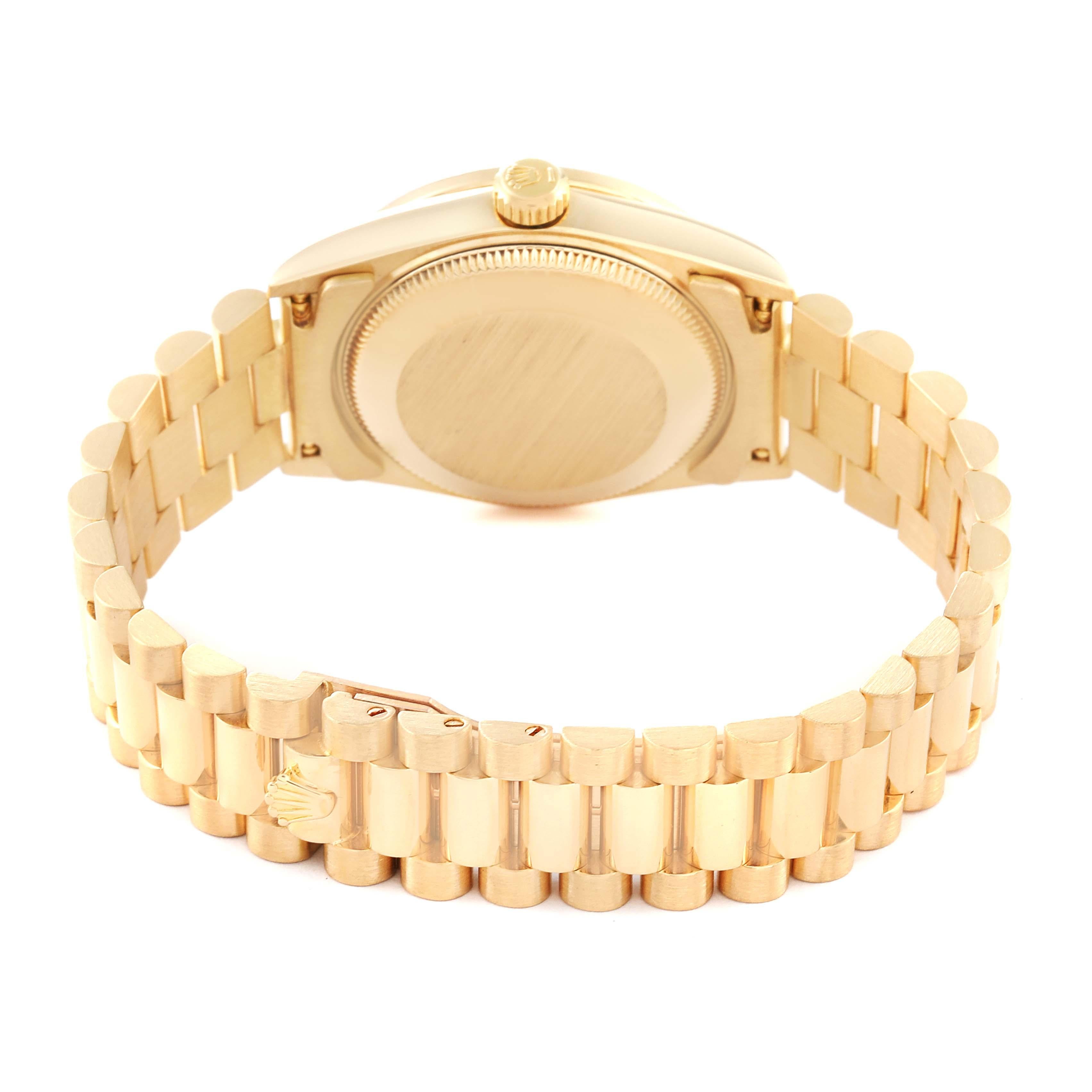 Rolex Montre Datejust President d'anniversaire en or jaune avec cadran en diamant, pour femmes 68158 en vente 5