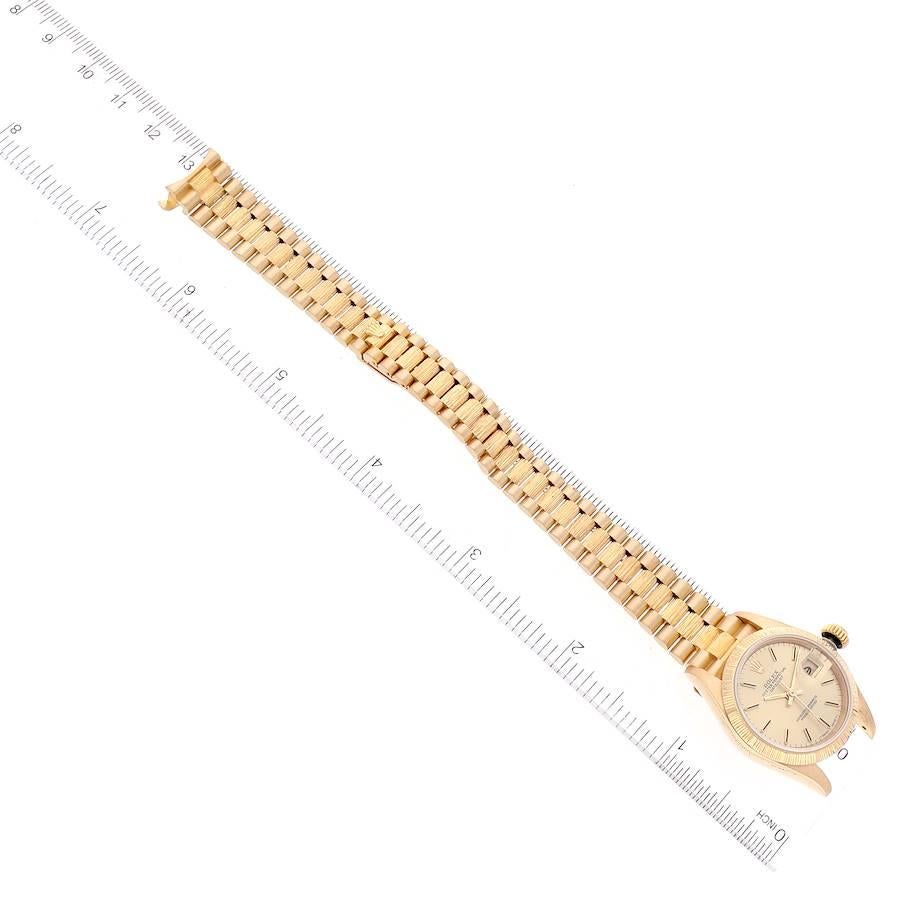 Rolex Datejust President Gelbgold Bark Finish Damenuhr 69278 Box Papiere 7