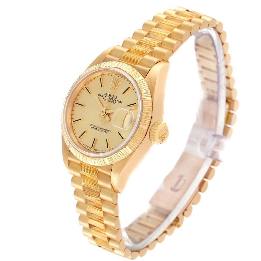 Rolex Datejust President Gelbgold Bark Finish Damenuhr 69278 Box Papiere 1