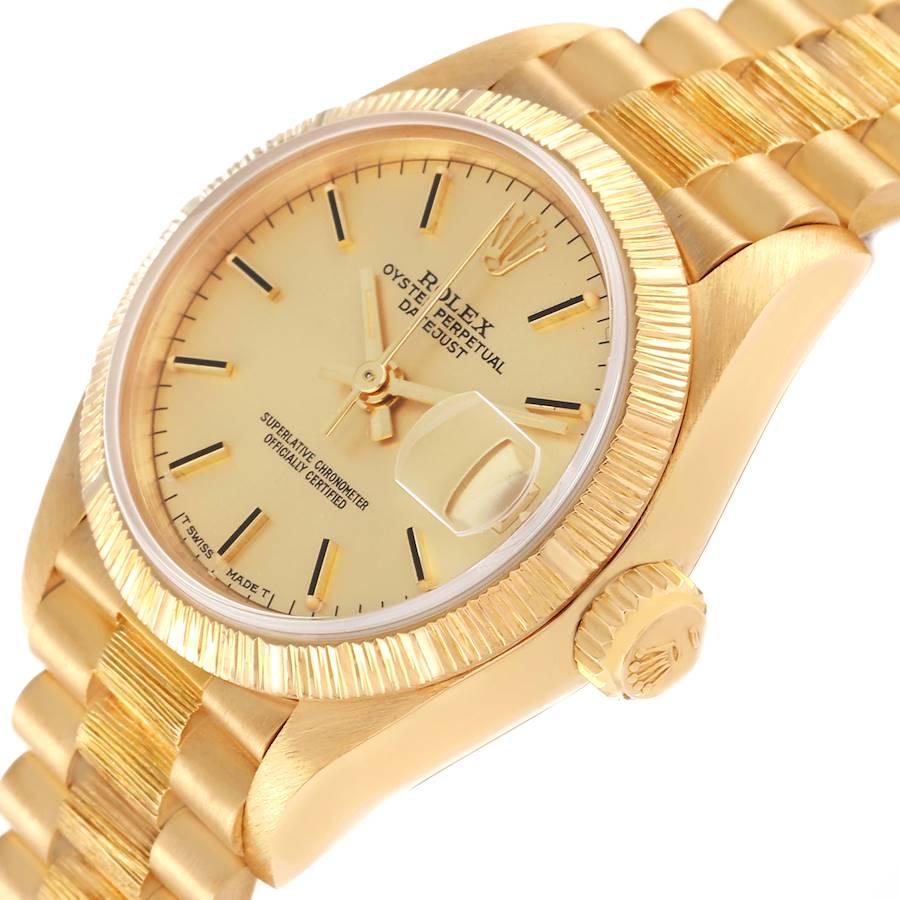 Rolex Datejust President Gelbgold Bark Finish Damenuhr 69278 Box Papiere 2