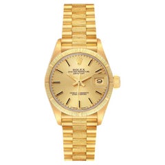 Rolex Datejust President Yellow Gold Bark Finish Ladies Watch 69278 Box Papers