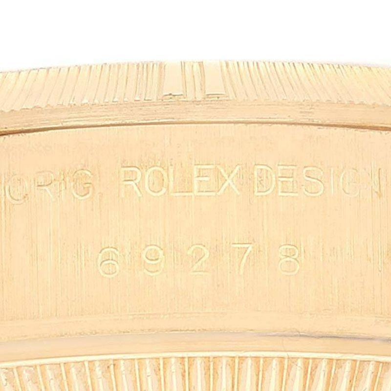 Rolex Datejust President Yellow Gold Bark Finish Ladies Watch 69278 In Excellent Condition In Atlanta, GA