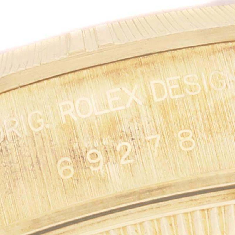 Rolex Datejust President Yellow Gold Bark Finish Ladies Watch 69278 In Excellent Condition For Sale In Atlanta, GA