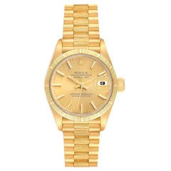 Rolex Datejust President Yellow Gold Bark Finish Ladies Watch 69278