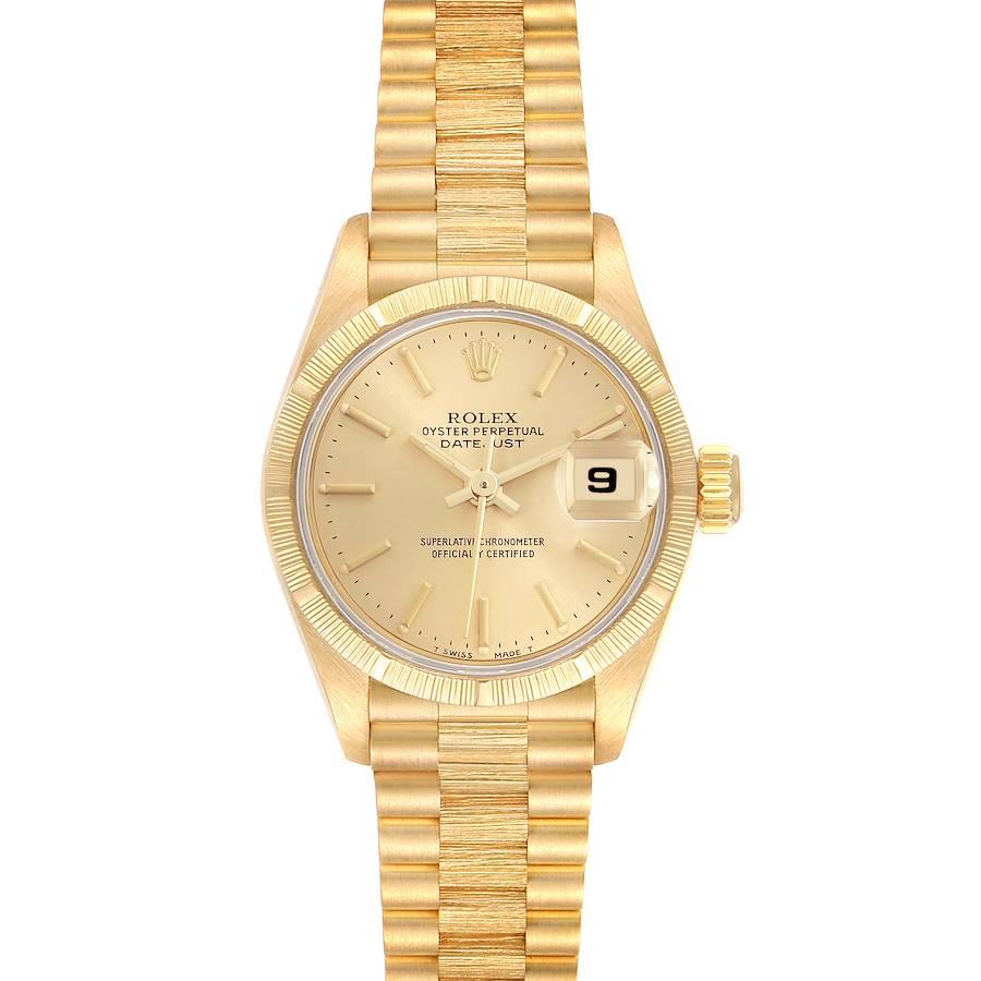 Rolex Datejust President Yellow Gold Bark Finish Ladies Watch 69278 For Sale