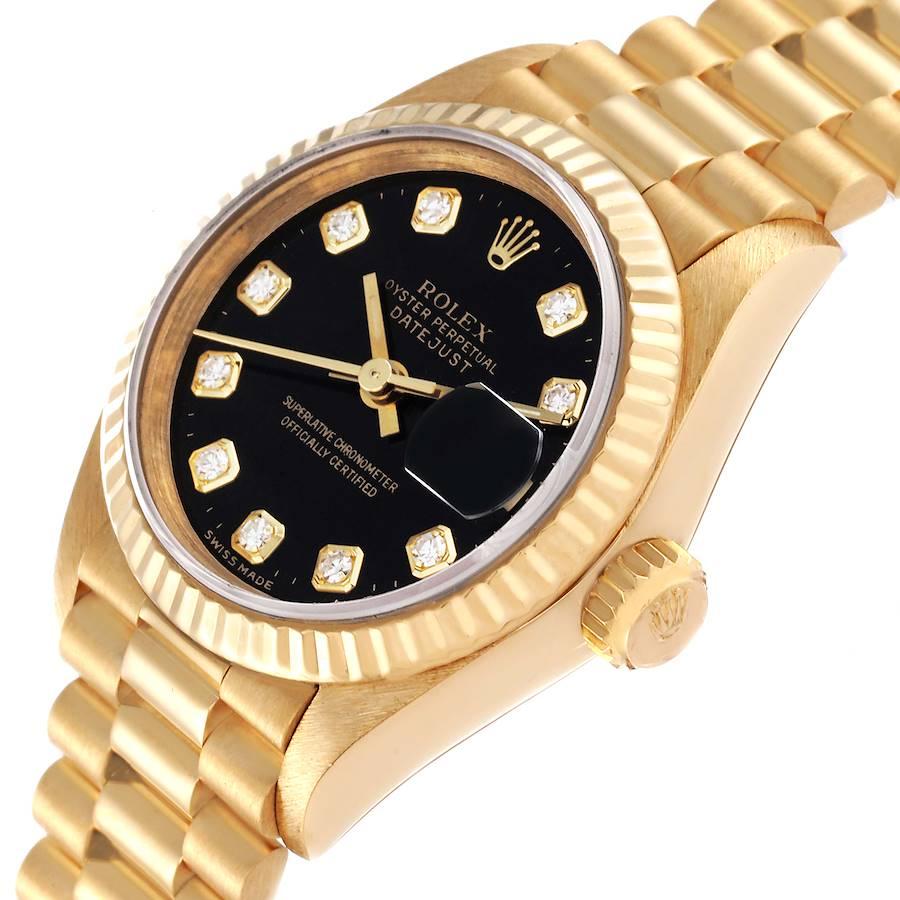 ladies rolex datejust black face diamonds