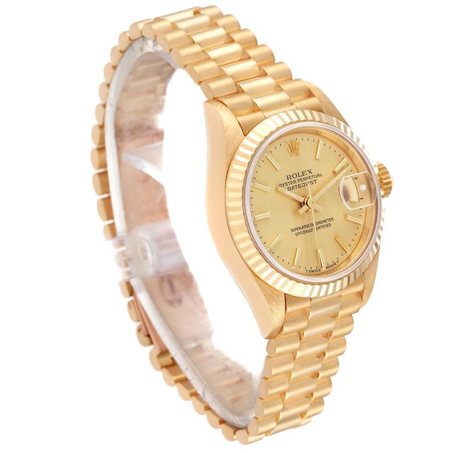 Rolex Datejust President Yellow Gold Champagne Dial Ladies Watch 69178 In Excellent Condition In Atlanta, GA