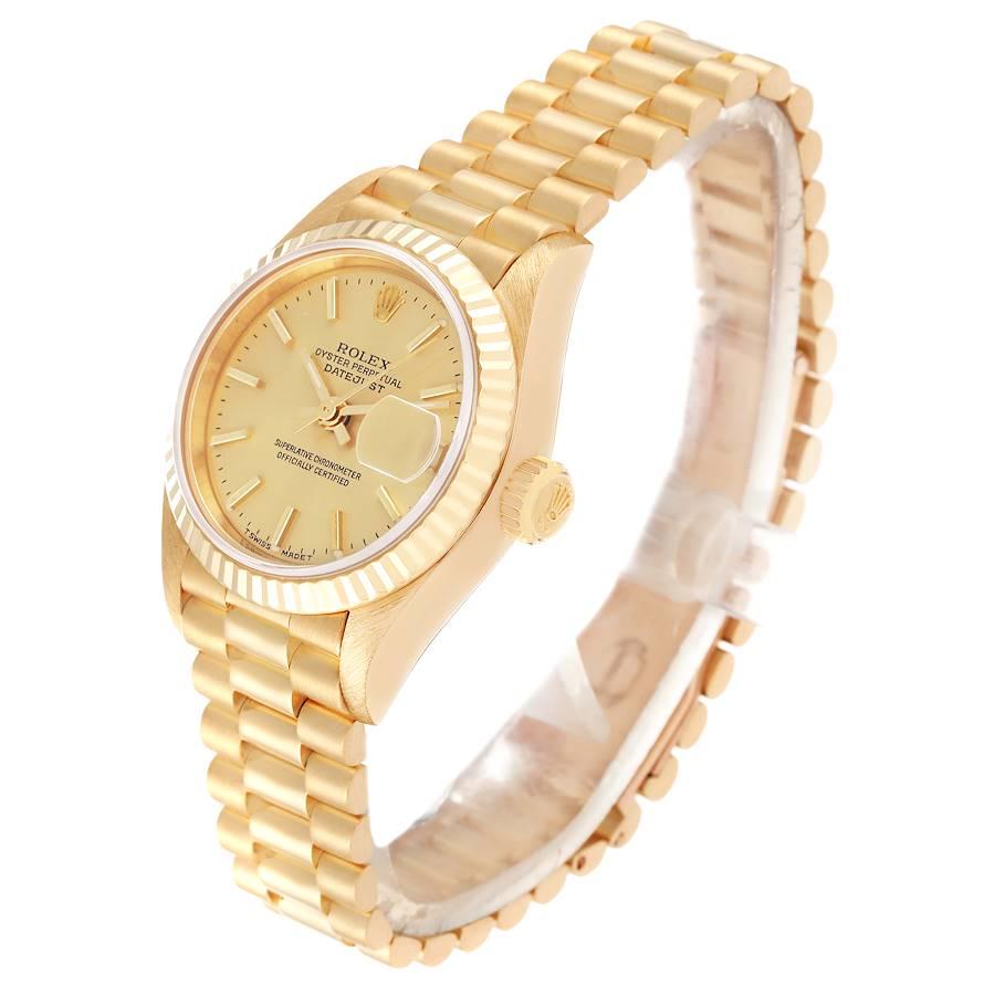Women's Rolex Datejust President Yellow Gold Champagne Dial Ladies Watch 69178