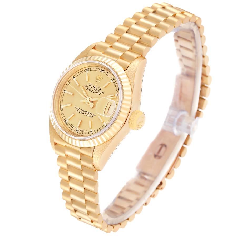 Women's Rolex Datejust President Yellow Gold Champagne Dial Ladies Watch 69178