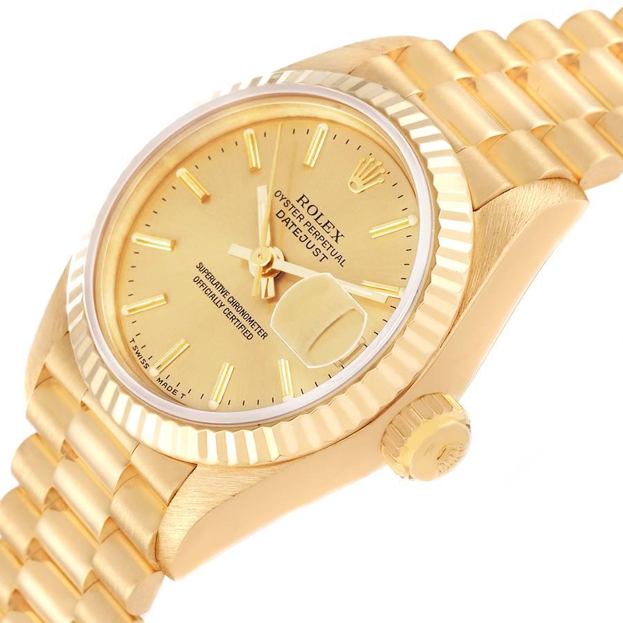 Rolex Datejust President Yellow Gold Champagne Dial Ladies Watch 69178 For Sale 1