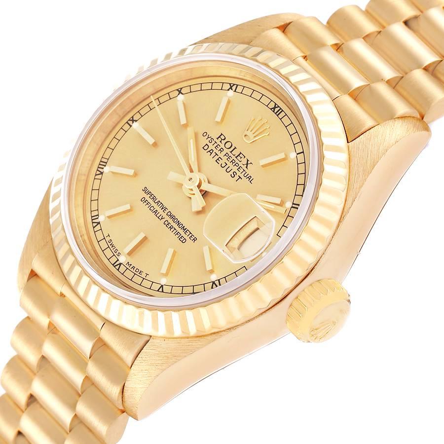 Rolex Datejust President Yellow Gold Champagne Dial Ladies Watch 69178 1