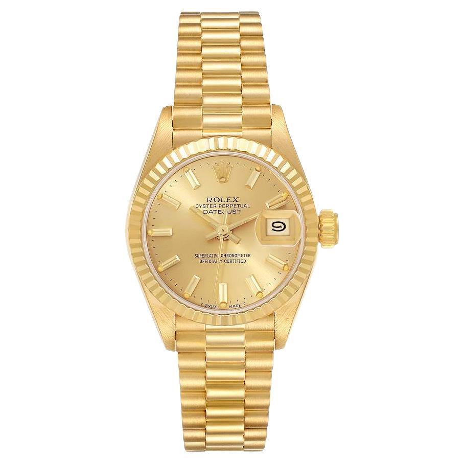 Rolex Datejust President Yellow Gold Champagne Dial Ladies Watch 69178