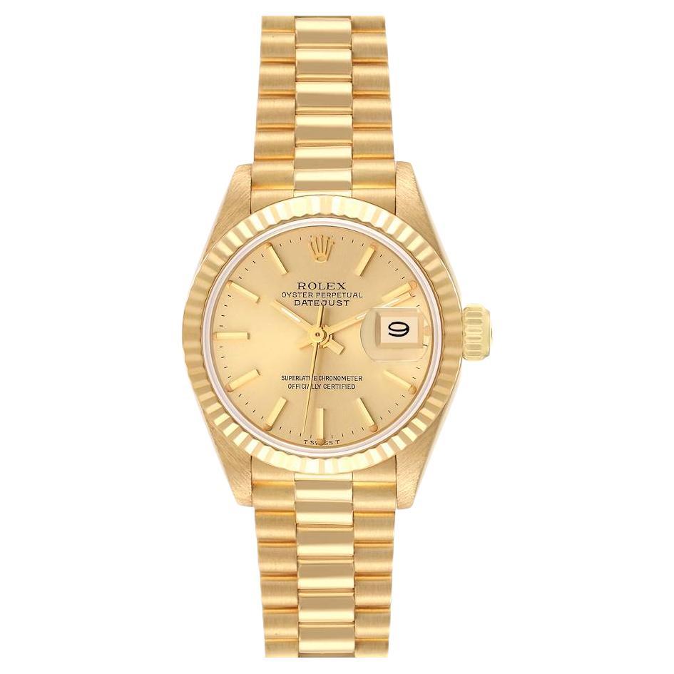 Rolex Datejust President Yellow Gold Champagne Dial Ladies Watch 69178