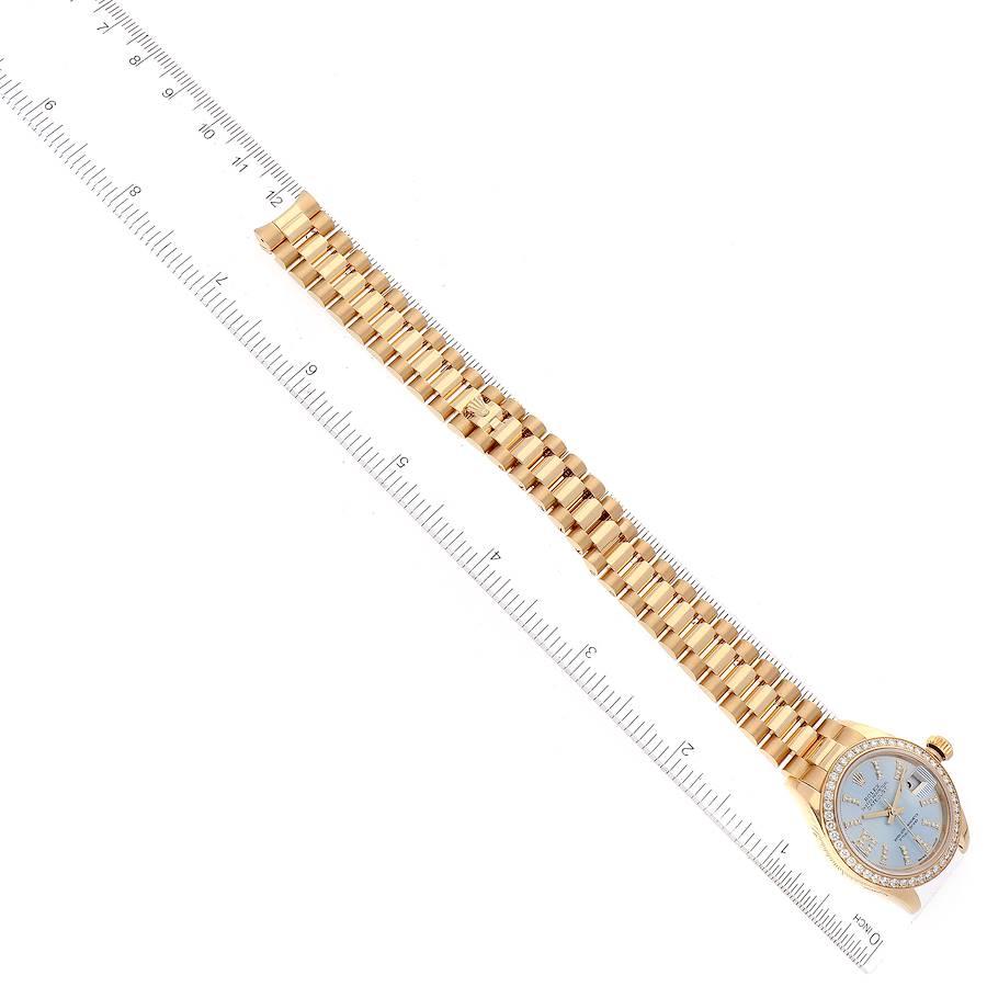 Rolex Datejust President Gelbgold Diamant-Lünette Damenuhr 279138 Box Card im Angebot 7