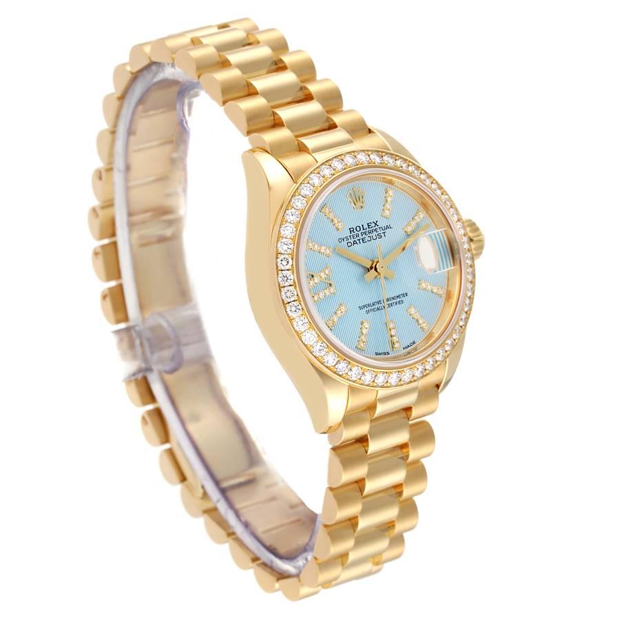 Rolex Datejust President Gelbgold Diamant-Lünette Damenuhr 279138 Box Card im Zustand „Hervorragend“ im Angebot in Atlanta, GA