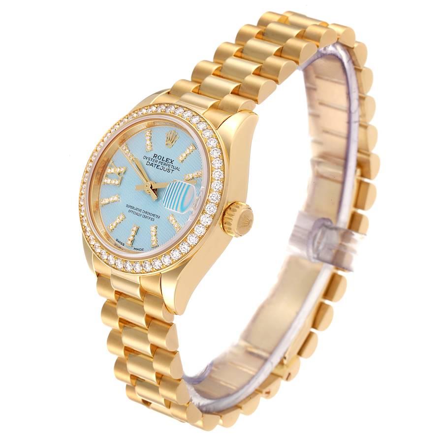 Rolex Datejust President Gelbgold Diamant-Lünette Damenuhr 279138 Box Card im Angebot 1