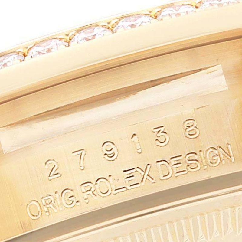 Rolex Datejust President Gelbgold Diamant-Lünette Damenuhr 279138 Box Card im Angebot 4