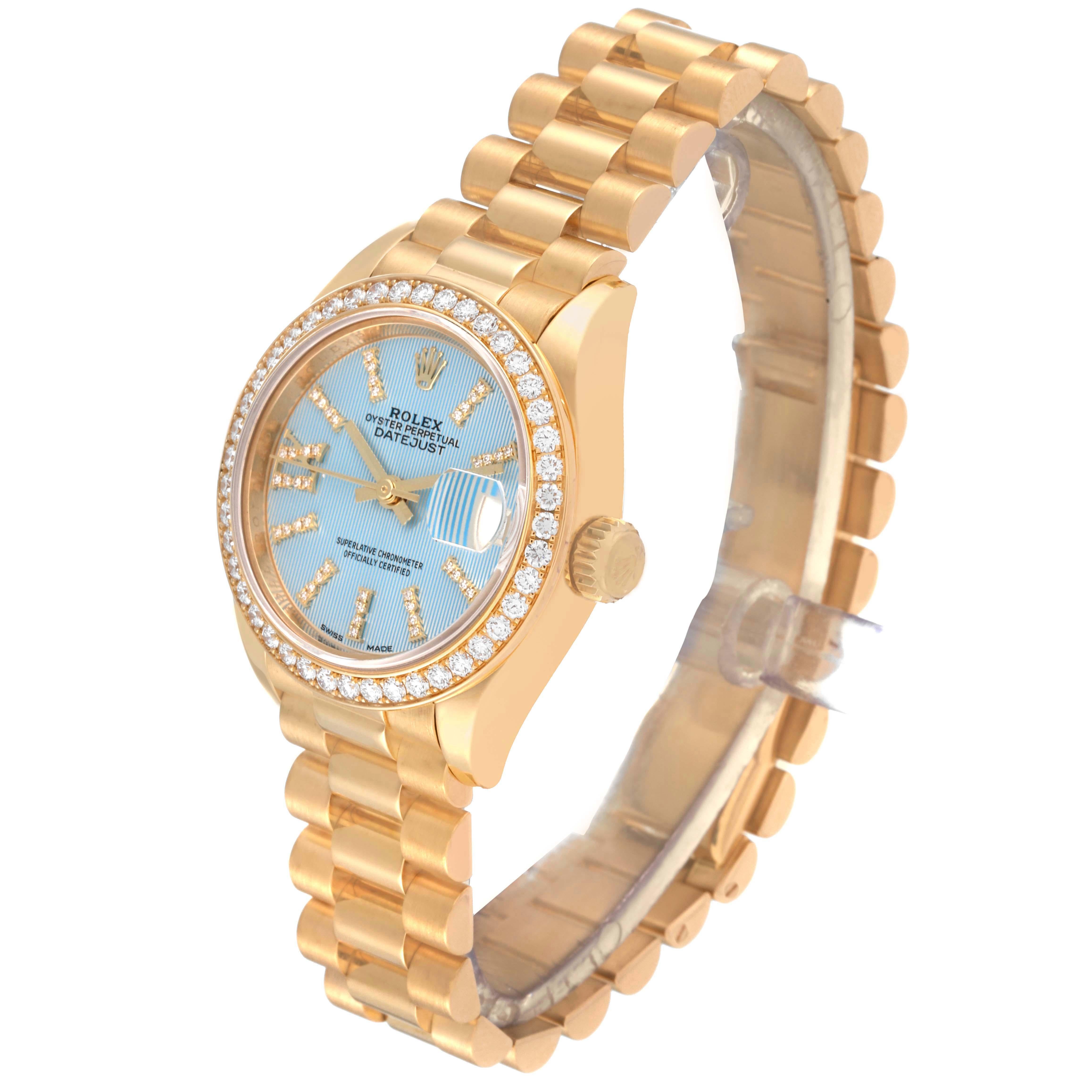 Rolex Datejust President Yellow Gold Diamond Bezel Ladies Watch 279138 In Excellent Condition For Sale In Atlanta, GA