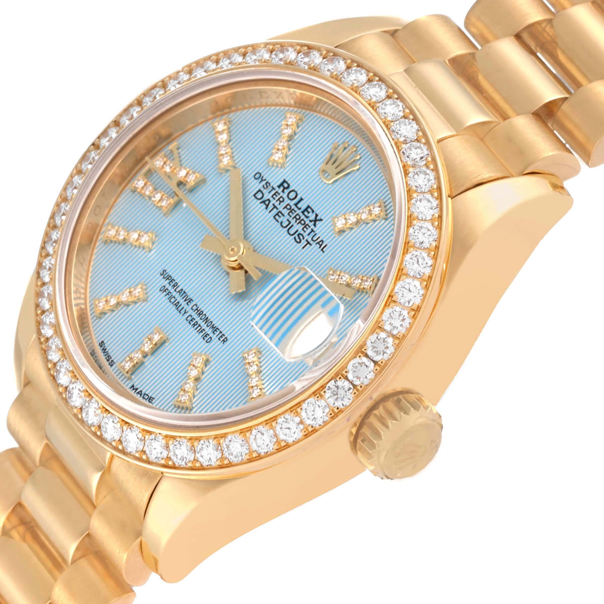 Women's Rolex Datejust President Yellow Gold Diamond Bezel Ladies Watch 279138 For Sale