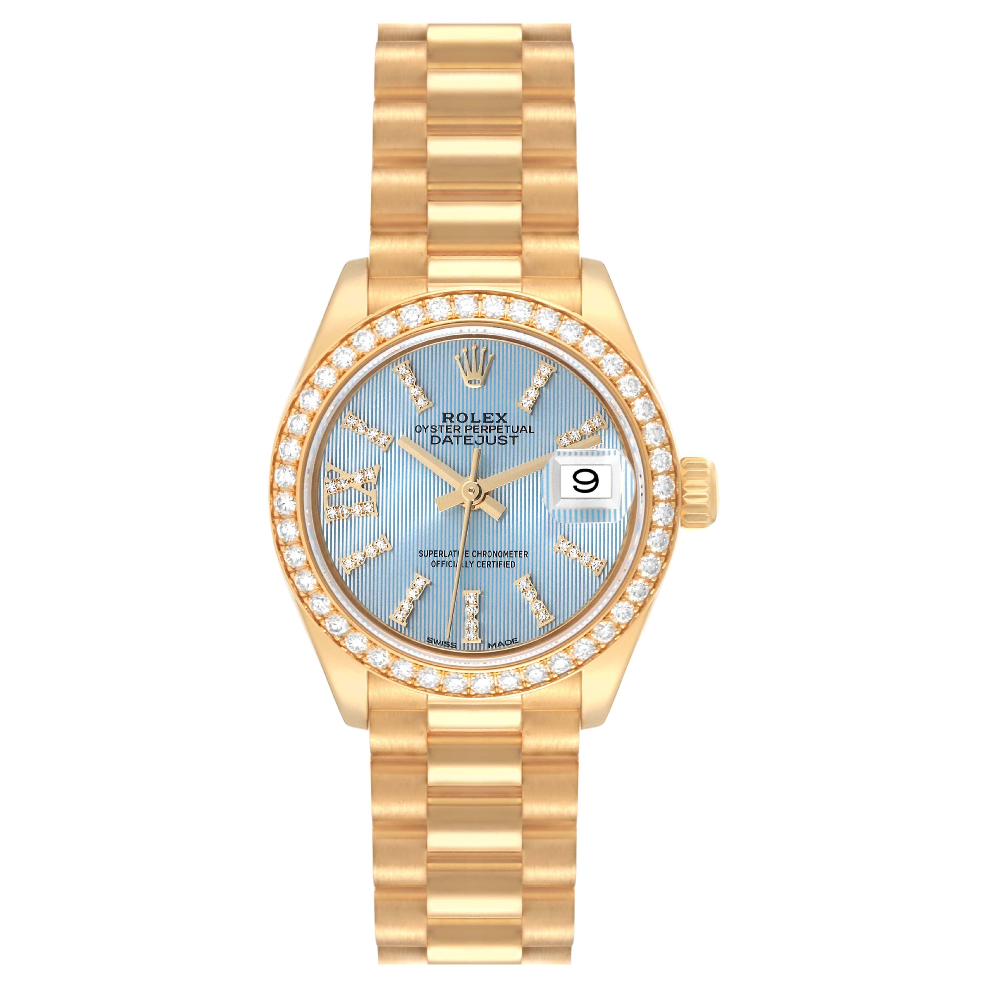 Rolex Datejust President Yellow Gold Diamond Bezel Ladies Watch 279138 For Sale