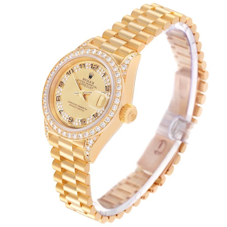 Women's Rolex Datejust President Yellow Gold Diamond Bezel Ladies Watch 69158 Box Papers