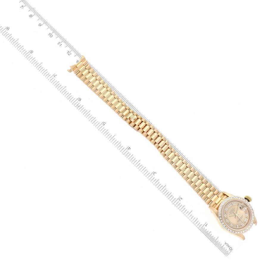 Rolex Datejust President Gelbgold Diamant-Lünette Myriad Zifferblatt 69128 im Angebot 6
