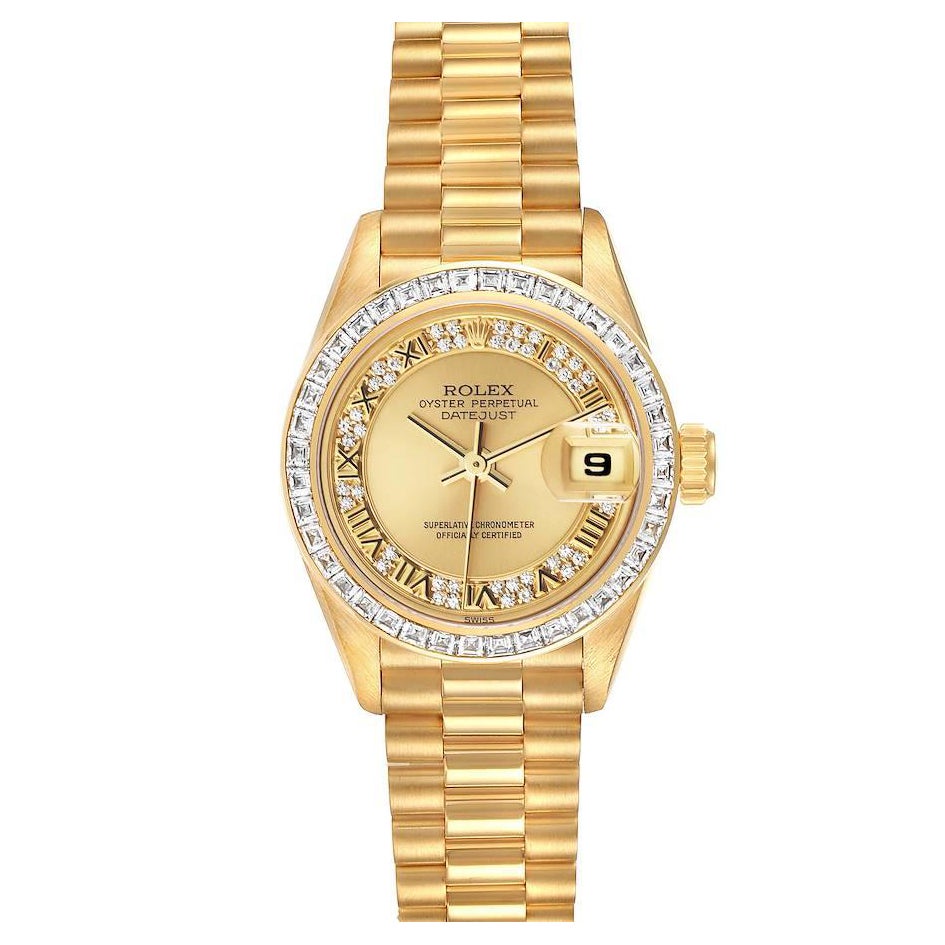 Rolex Datejust President Gelbgold Diamant-Lünette Myriad Zifferblatt 69128 im Angebot