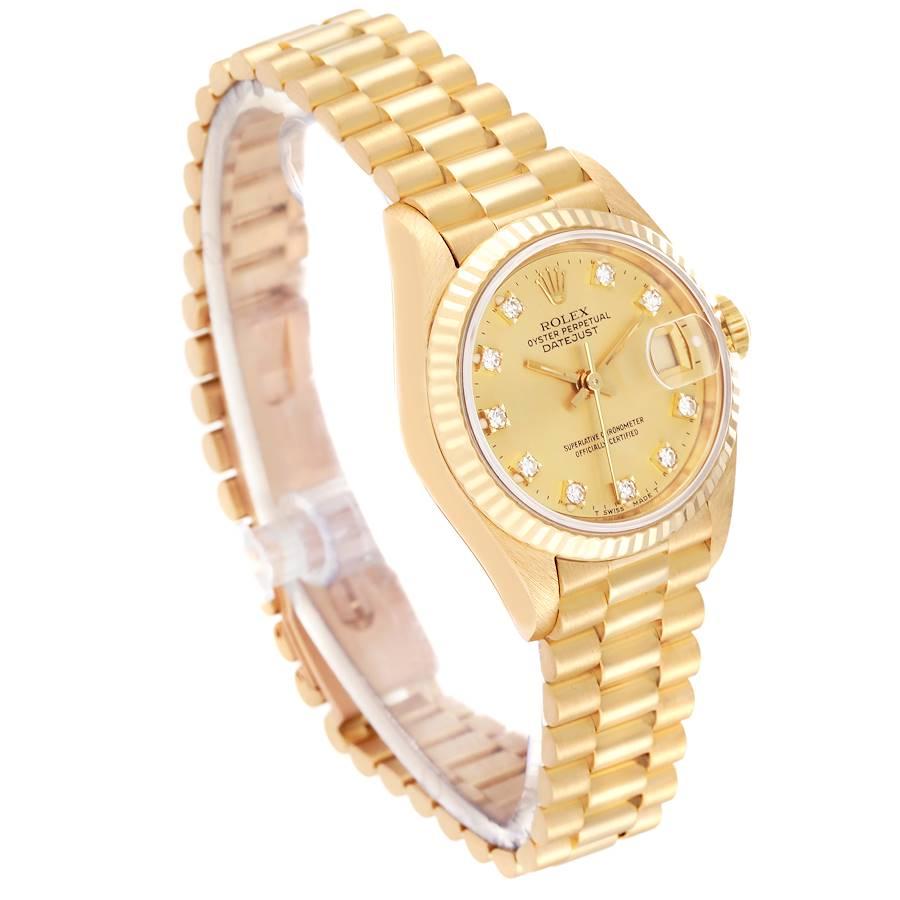 Rolex Datejust President Yellow Gold Diamond Dial Ladies Watch 69178 In Excellent Condition In Atlanta, GA