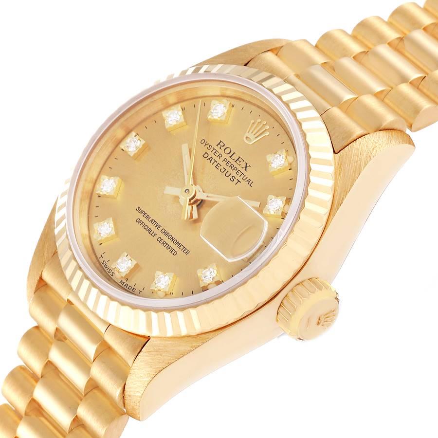 Women's Rolex Datejust President Yellow Gold Diamond Dial Ladies Watch 69178