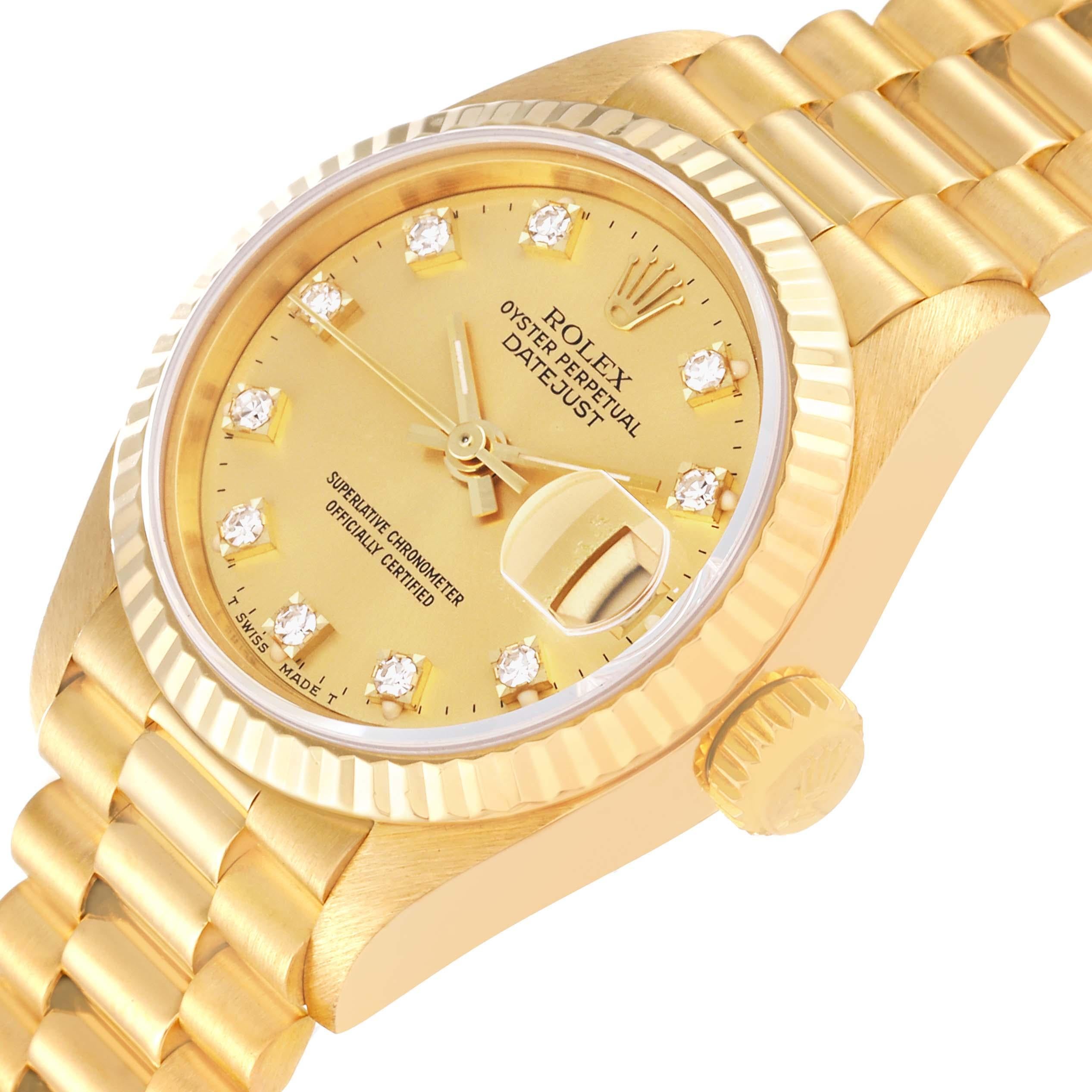 Rolex Datejust President Yellow Gold Diamond Dial Ladies Watch 69178 For Sale 1