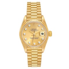 Rolex Datejust President Yellow Gold Diamond Dial Ladies Watch 69178