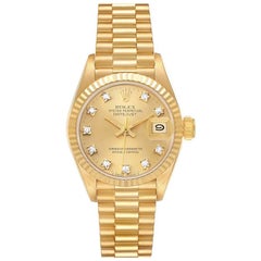 Rolex Datejust President Yellow Gold Diamond Dial Ladies Watch 69178