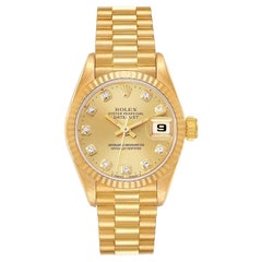 Rolex Datejust President Yellow Gold Diamond Dial Ladies Watch 69178