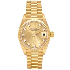 rolex wimbledon president Rolex Datejust President Yellow Gold Diamond Dial Ladies Watch 69178