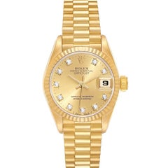 Rolex Datejust President Yellow Gold Diamond Dial Ladies Watch 69178