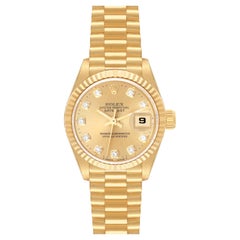 Rolex Montre Datejust President en or jaune avec cadran en diamants, pour femmes 69178