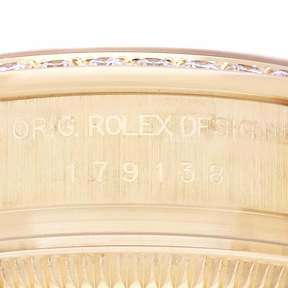 Rolex Montre Datejust President en or jaune et diamants pour femmes 179138 Excellent état - En vente à Atlanta, GA