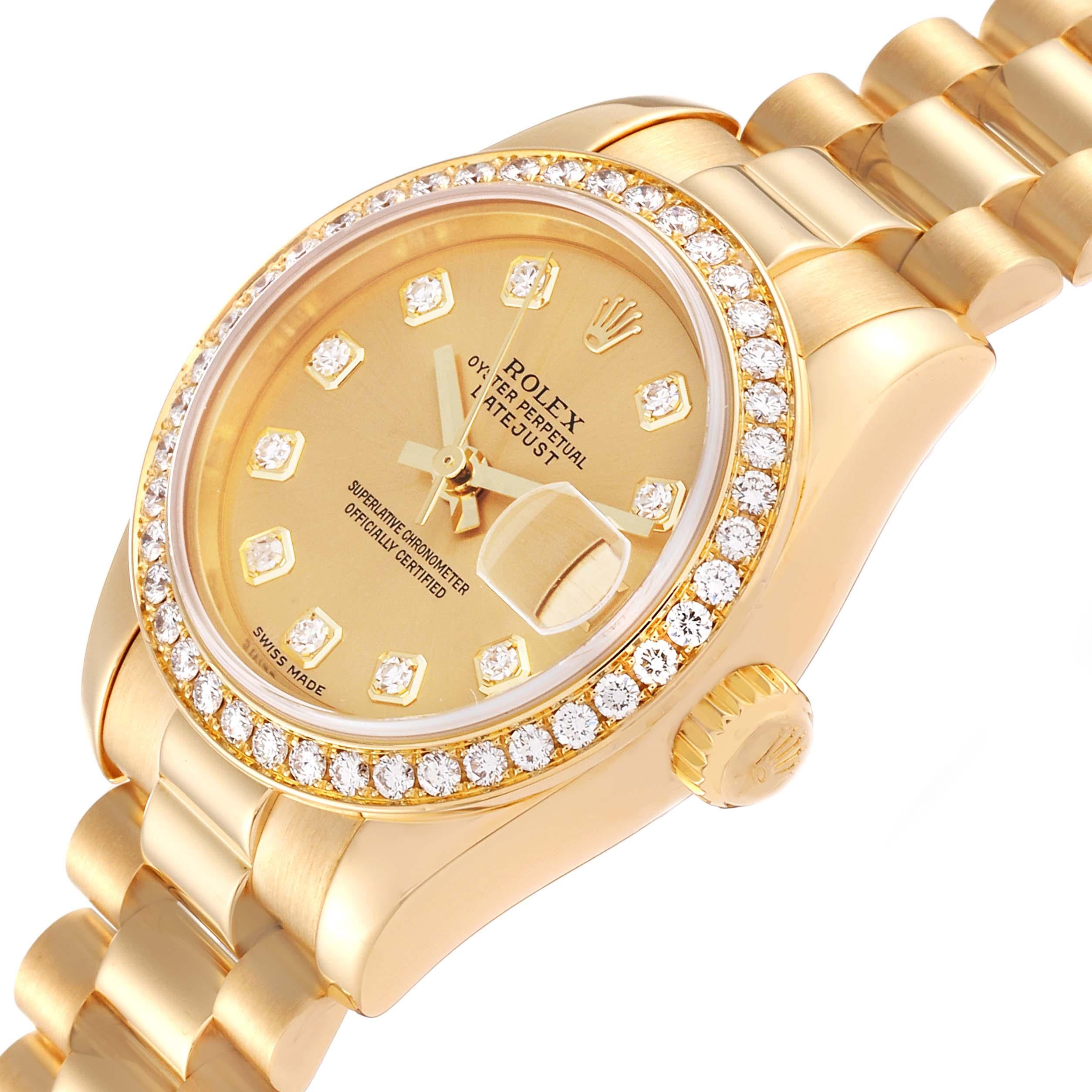 Rolex Montre Datejust President en or jaune et diamants pour femmes 179138 Pour femmes en vente