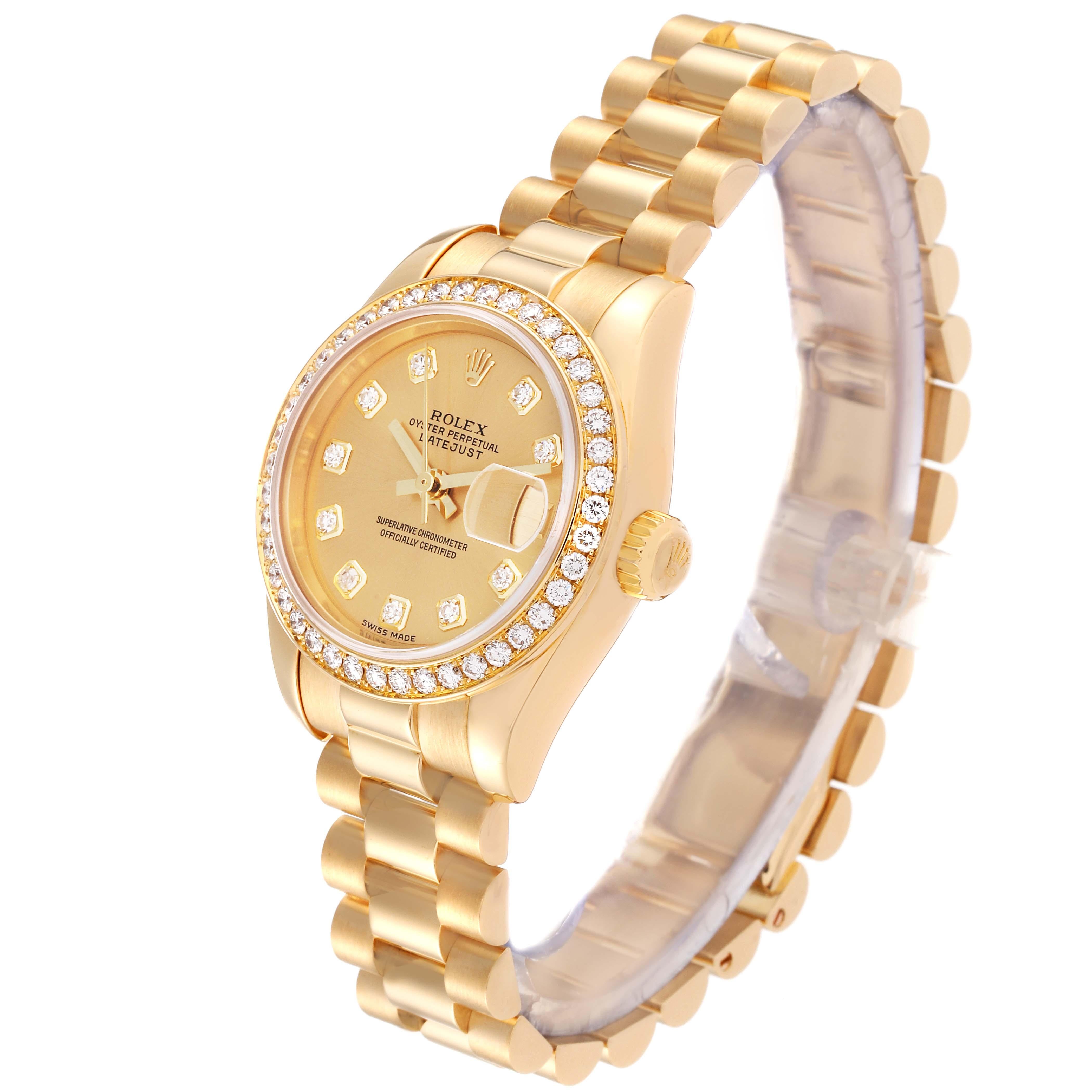 Rolex Montre Datejust President en or jaune et diamants pour femmes 179138 en vente 3