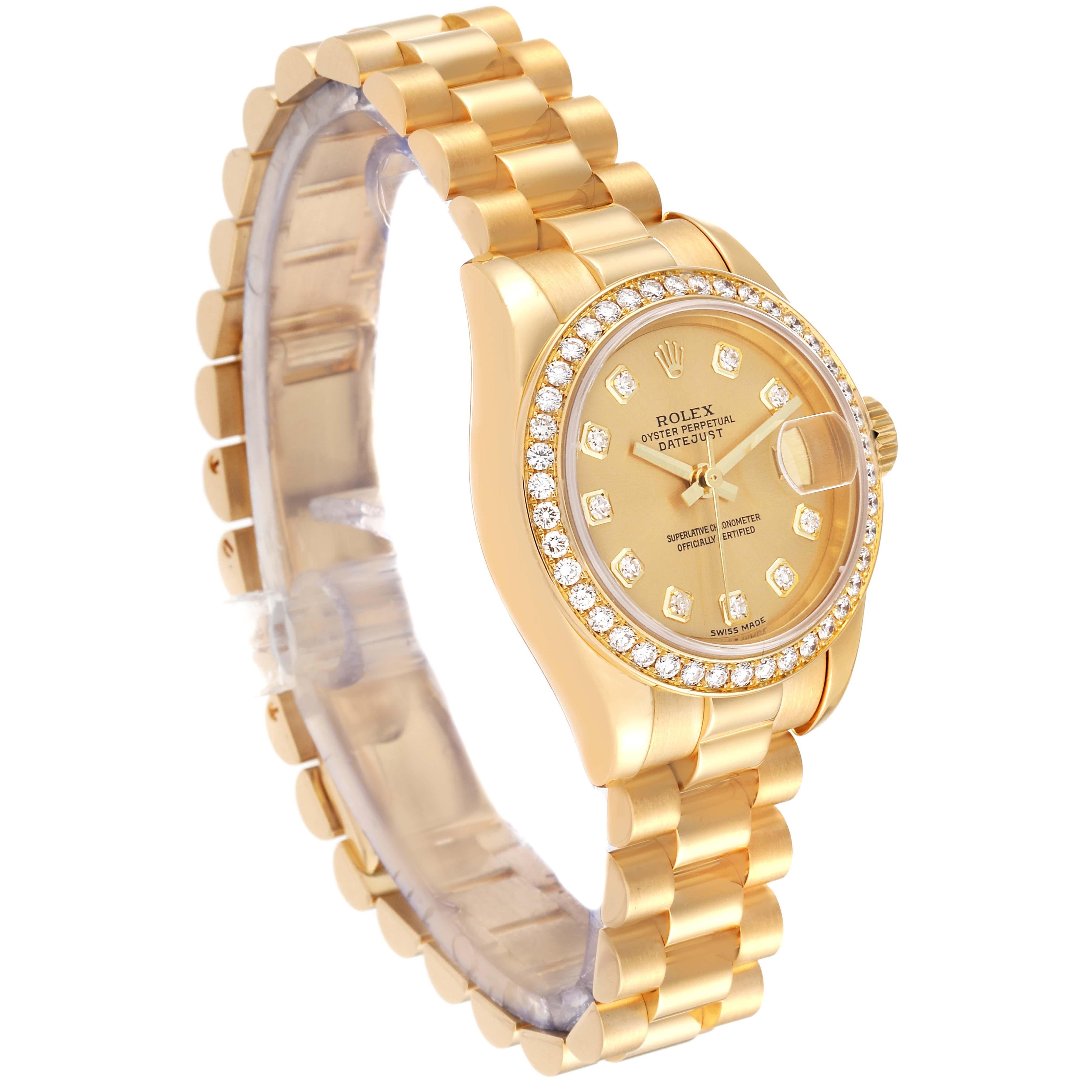 Rolex Montre Datejust President en or jaune et diamants pour femmes 179138 en vente 4