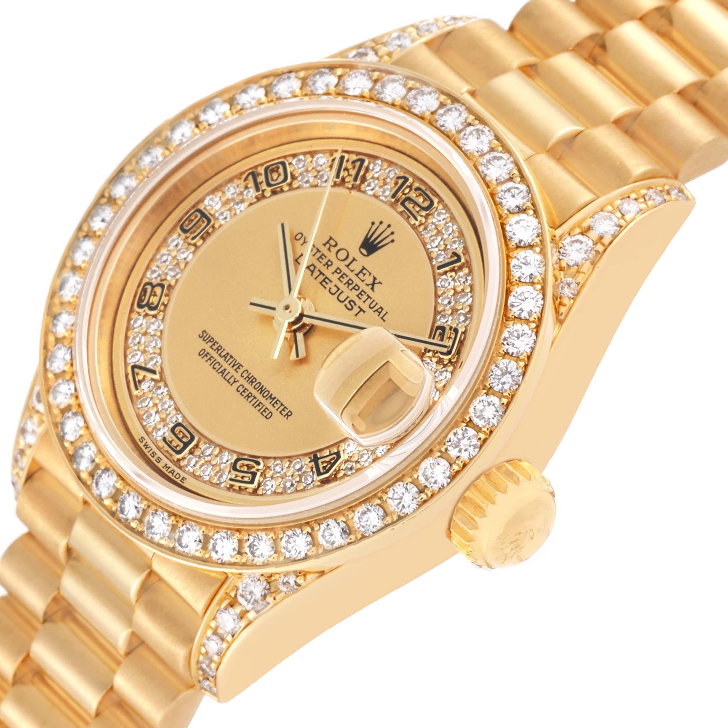 Rolex Datejust President Yellow Gold Diamond Ladies Watch 69158 In Excellent Condition In Atlanta, GA