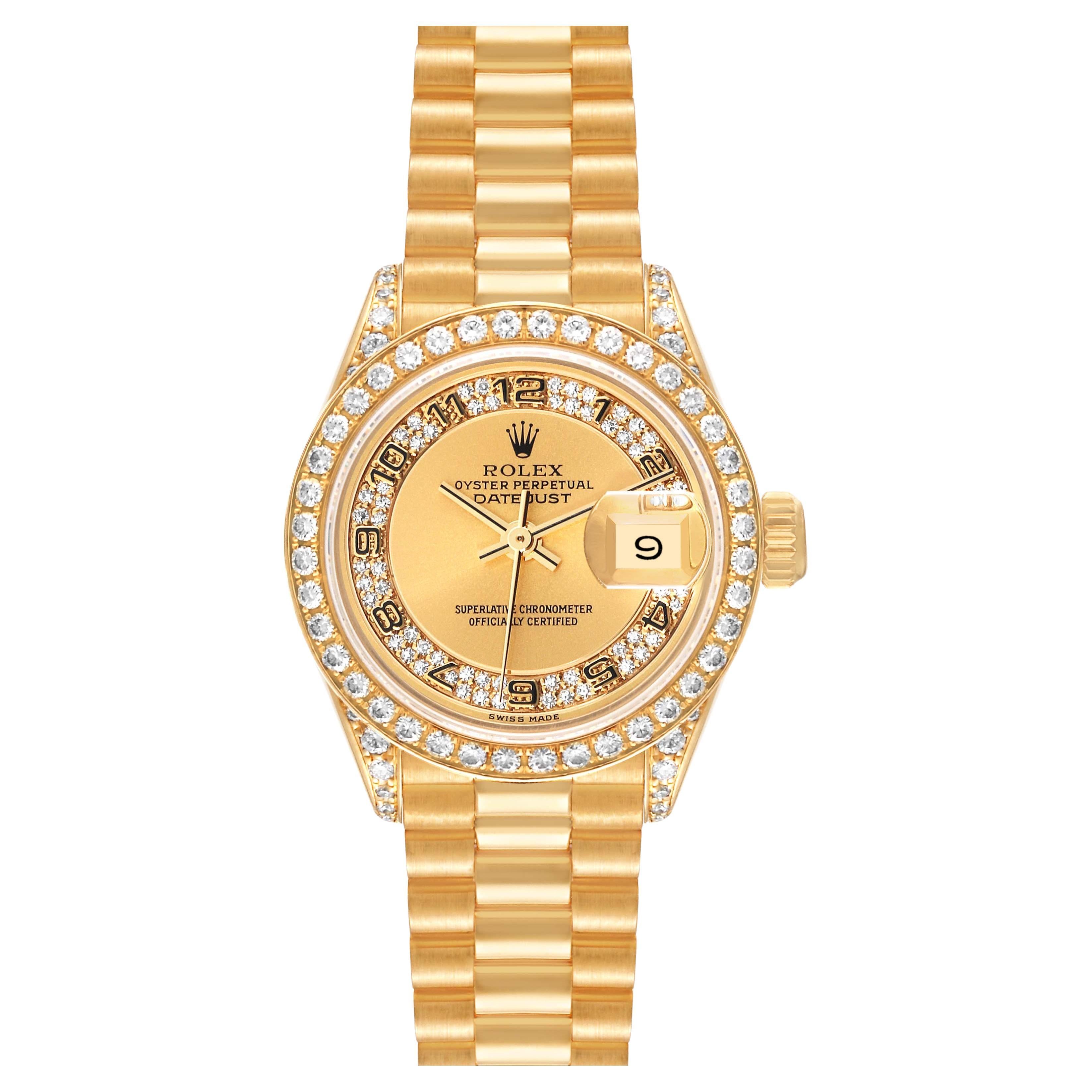 Rolex Datejust President Yellow Gold Diamond Ladies Watch 69158