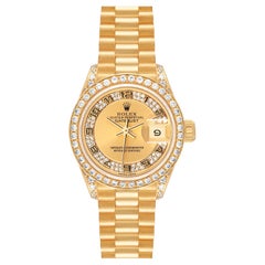 Vintage Rolex Datejust President Yellow Gold Diamond Ladies Watch 69158