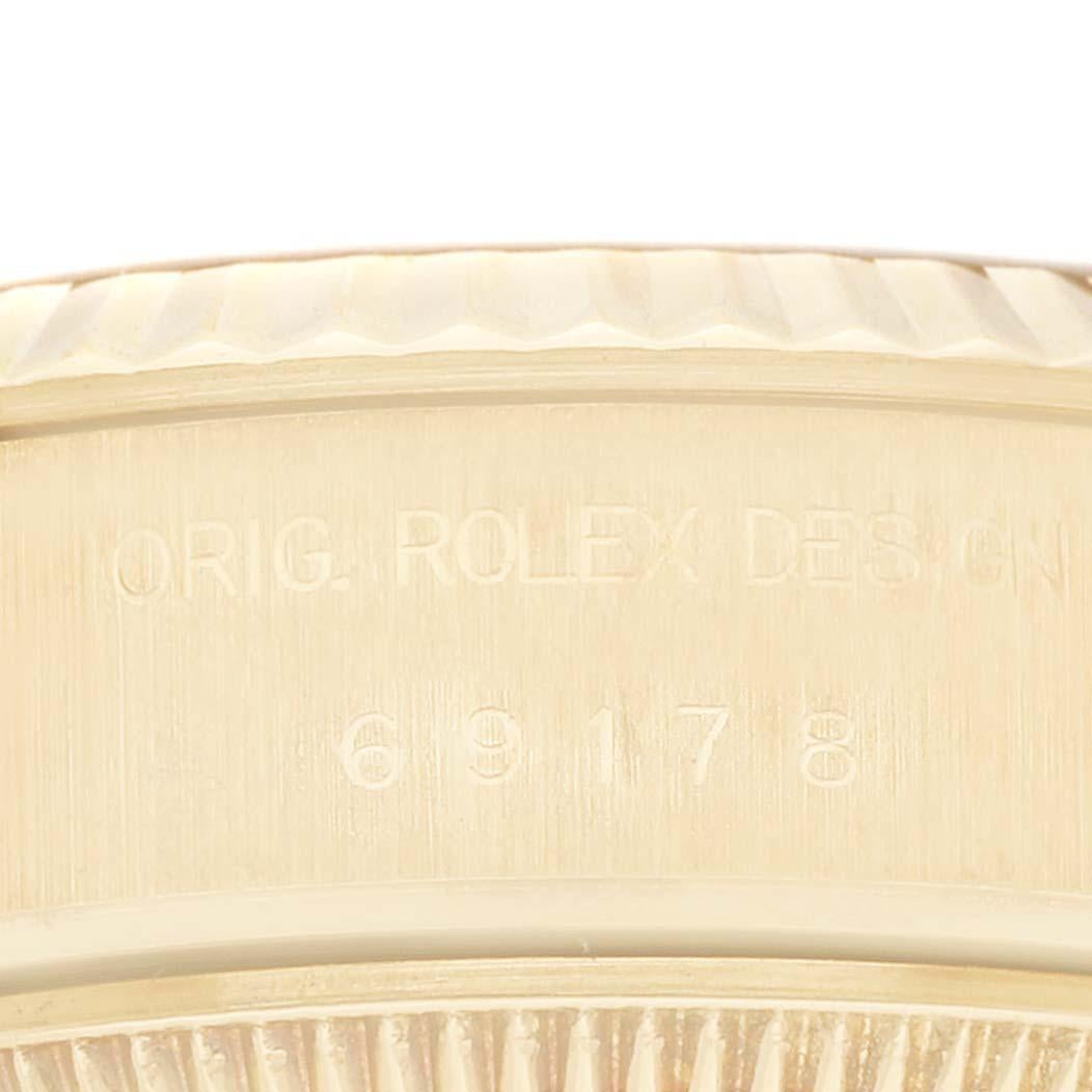 Rolex Montre Datejust President en or jaune et diamants pour femmes 69178, avec boîte et papiers d'origine Excellent état à Atlanta, GA