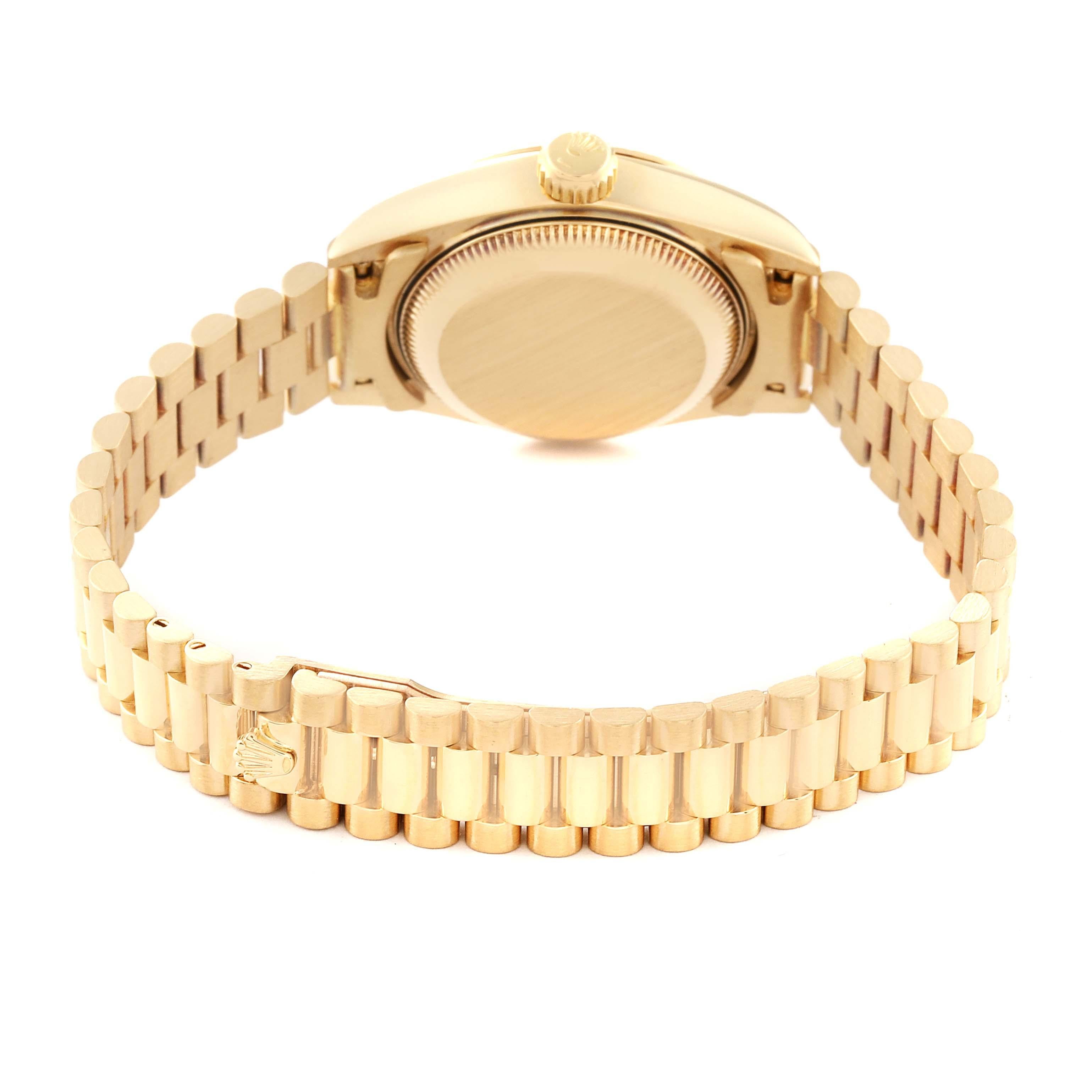 Rolex Montre Datejust President en or jaune et diamants pour femmes 69178, avec boîte et papiers d'origine 2