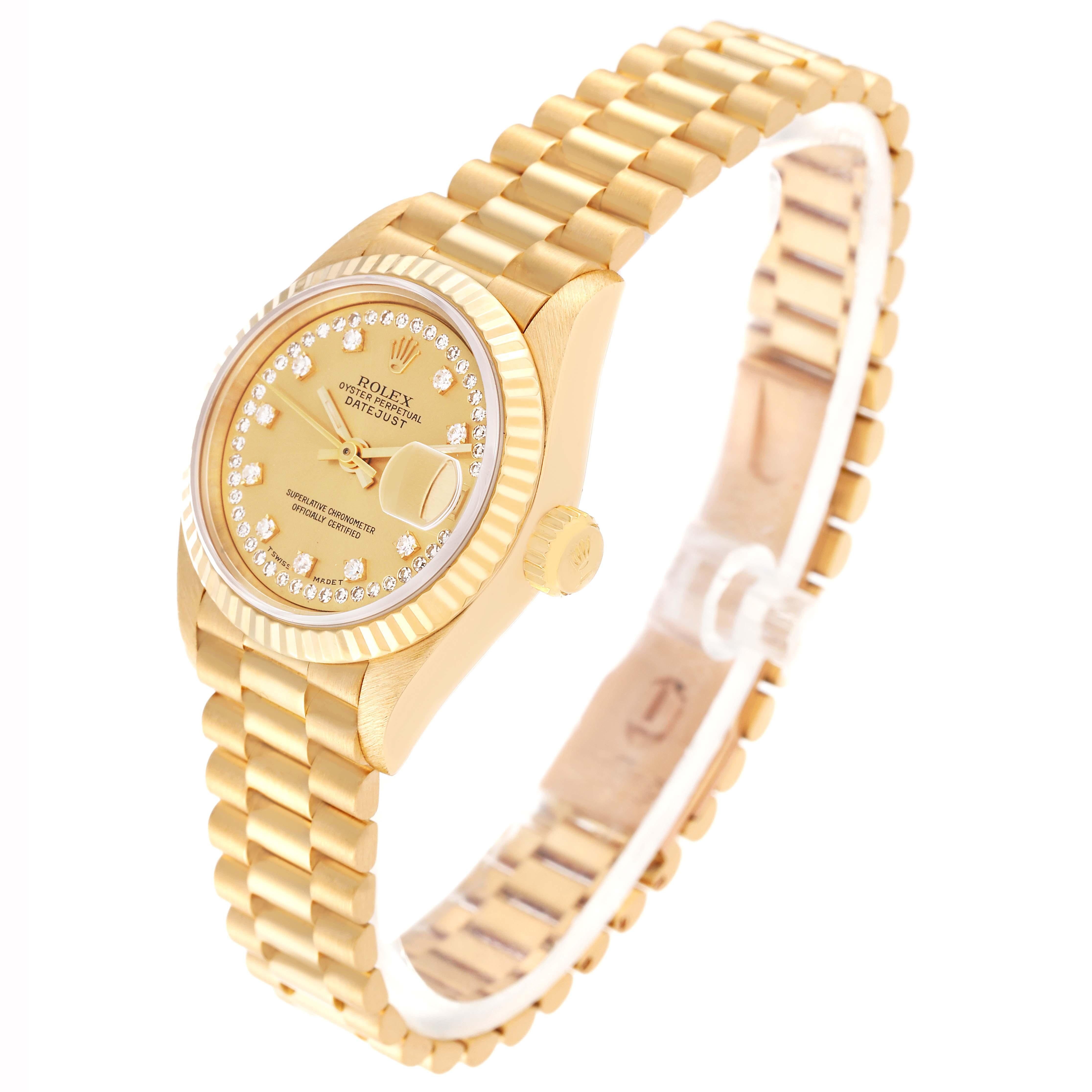 Rolex Datejust President Yellow Gold Diamond Ladies Watch 69178 Box Papers 4