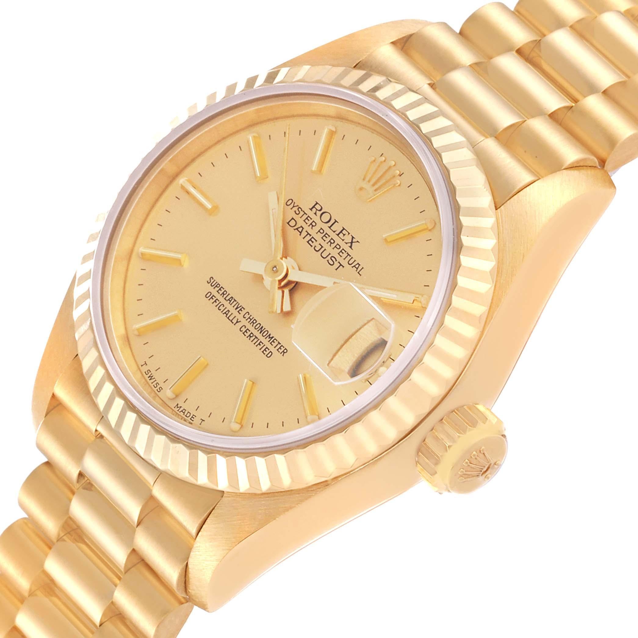 Women's Rolex Datejust President Yellow Gold Ladies Watch 69178 Box Papers