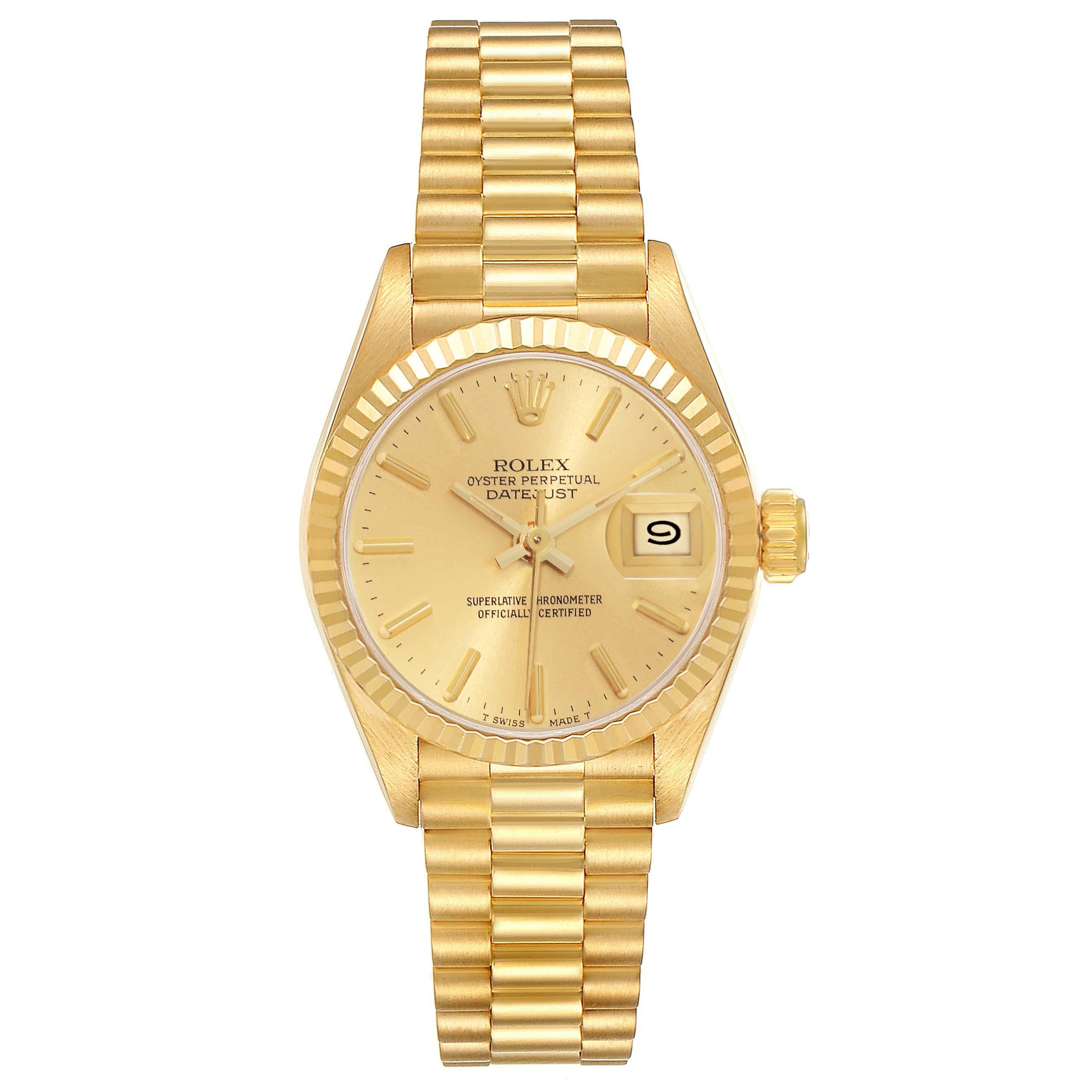 Rolex Datejust President Yellow Gold Ladies Watch 69178 Box Papers 4