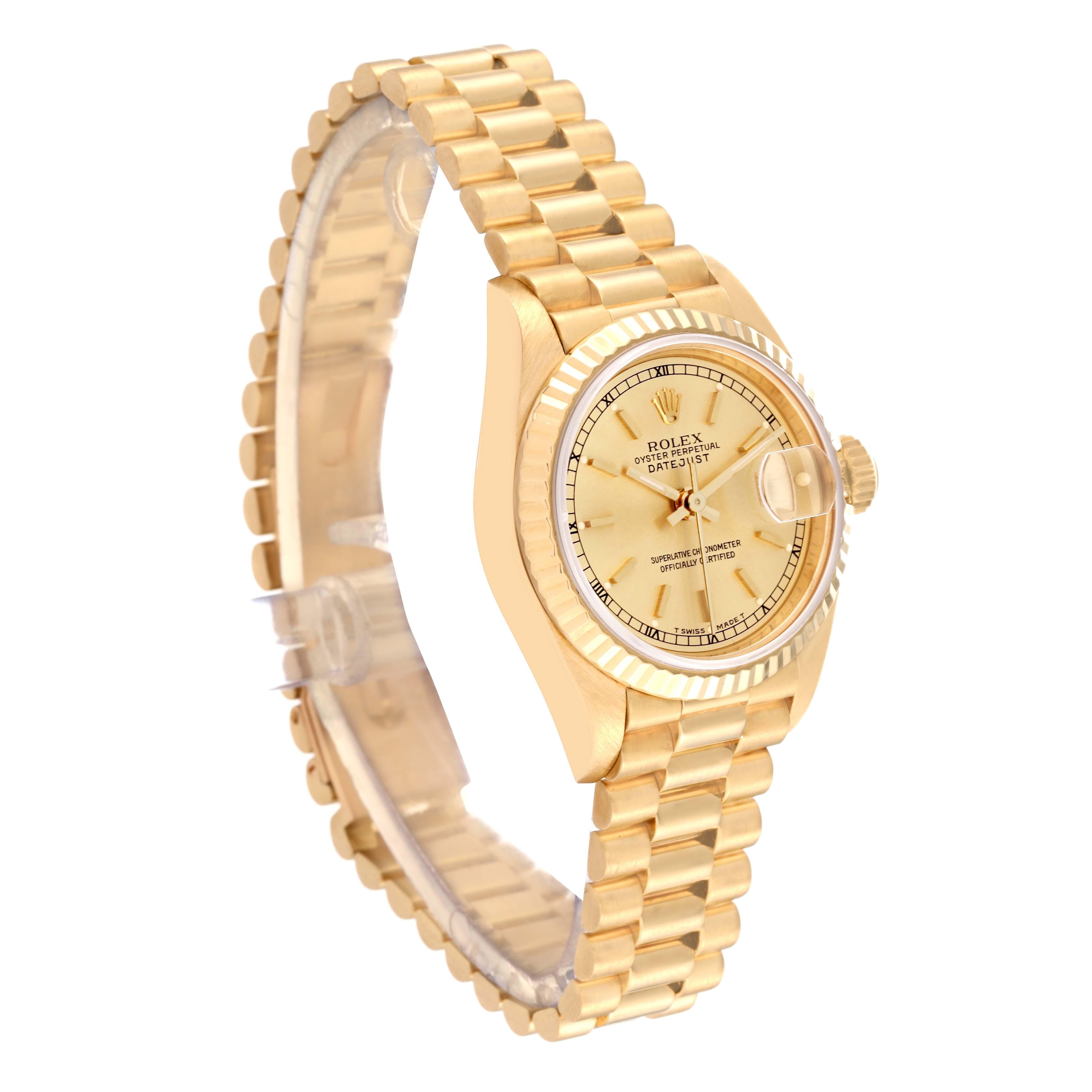Rolex Datejust President Yellow Gold Ladies Watch 69178 In Excellent Condition For Sale In Atlanta, GA